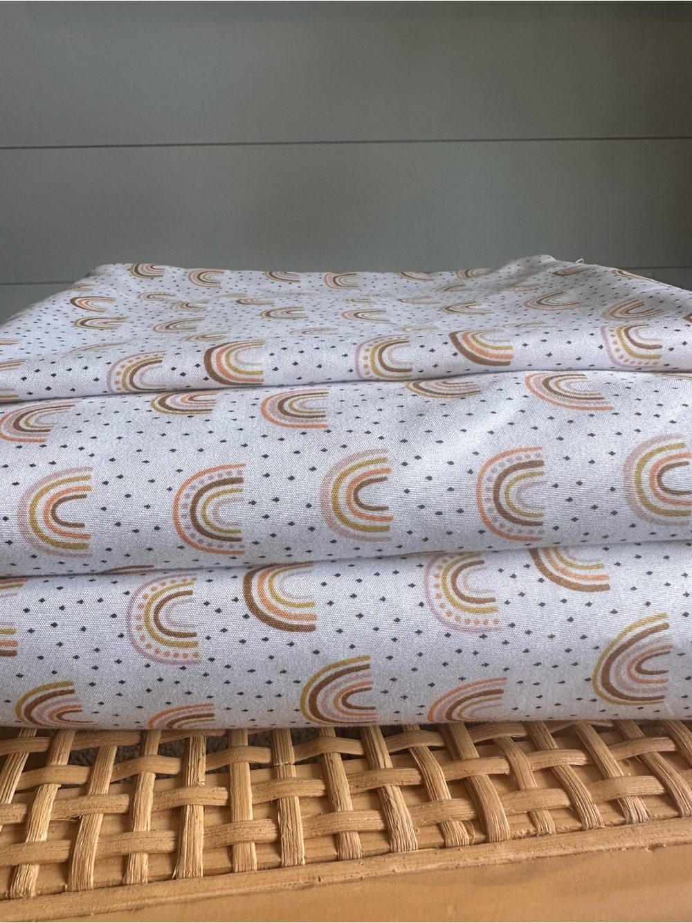 Soft White Rainbow Print Twin Sized Sheet Set